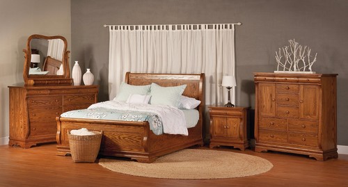Sleigh bedroom set solid wood - sleigh,